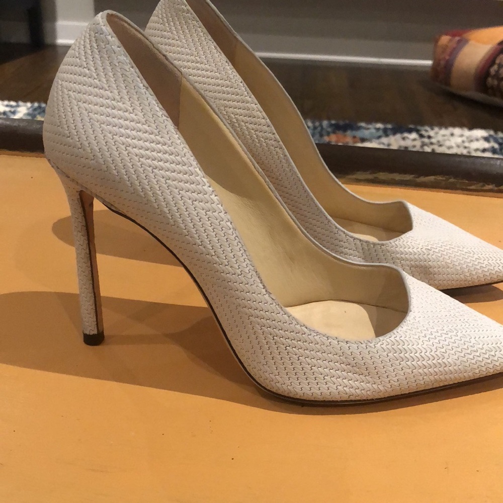 Jimmy Choo Romy 100 Knit Embossed Leather Pump - Latte